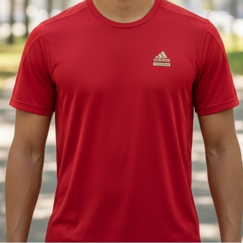 Adidas Techfit Mens Medium Red Short Sleeve Climalite Training‎ Shirt Base Layer
